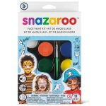 SNAZAROO SET OF FACE PAINTS 8X2 ML. + BRUSH - BOYS