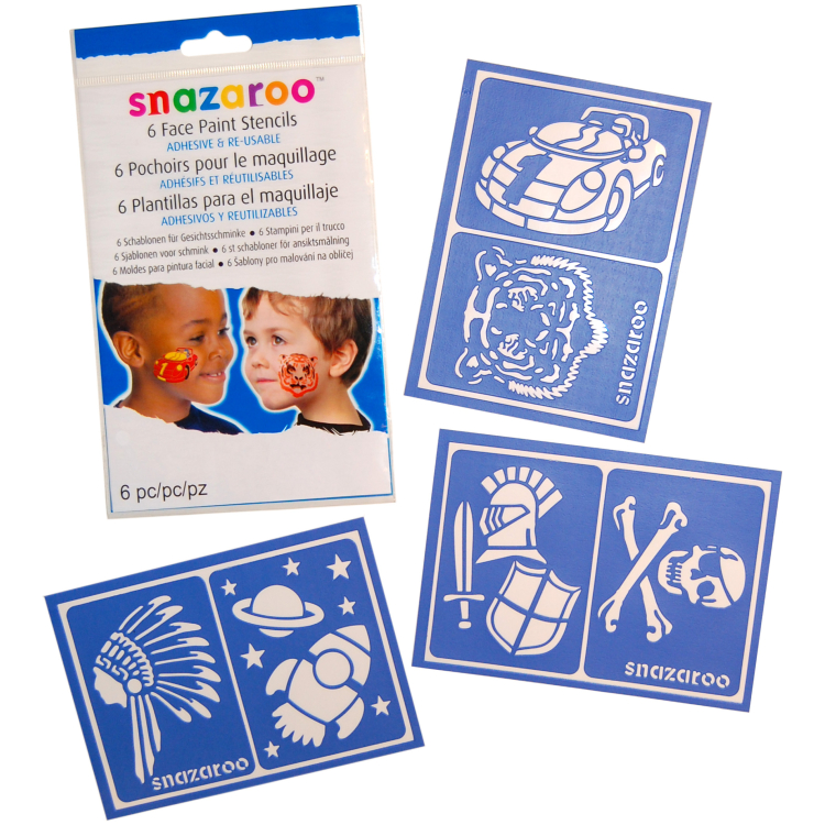 SNAZAROO FACE PAINT TEMPLATES 6 PCS. - BOYS - Image 1