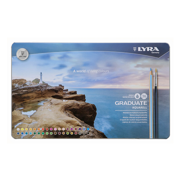 288360 LYRA GRADUATE WATERCOLOR PENCILS SET IN METAL BOX 36CV - Image 1