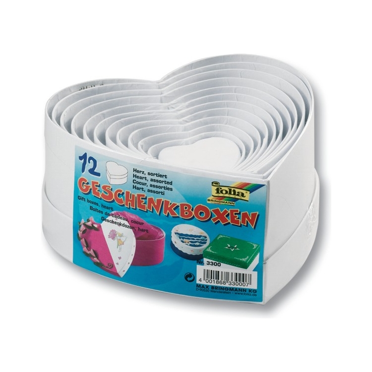 330000-86281 FOLIA CARDBOARD BOXES HEART SET - WHITE - Image 1