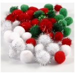 CREATIV POMPOMS FOR DECORATION 15 + 20 MM., 48 PCS., ASSORTED