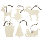 CREATIV WOODEN ORNAMENTS ASSORTED 7-9 CM, THICKNESS 4 MM