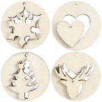 CREATIV WOODEN ORNAMENTS ASSORTED. D: 7 CM.