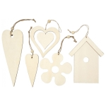 CREATIV WOODEN ORNAMENTS ASSORTED 6.5 - 21.5 CM, 5 MM