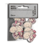CREATIV WOODEN STICKERS 24-35 MM., 10 PCS. - BABY GIRL
