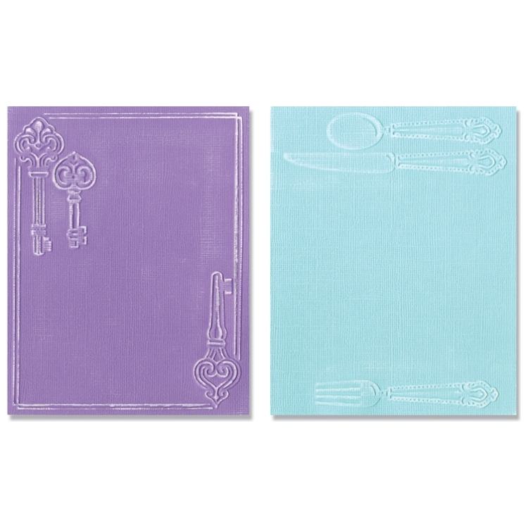 657669-109811 SIZZIX EMBOSSING FOLDERS - PLACE SETTING & KEYS SET - Image 1