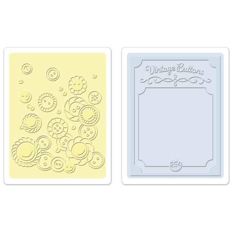 SIZZIX RELIEF FOLDERS - VINTAGE BUTTONS SET - Image 1