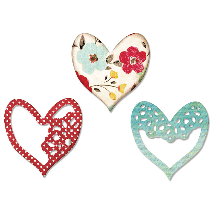658916-89335 SIZZIX THINLITS CUT DIES - ALLURING HEARTS - Image 1