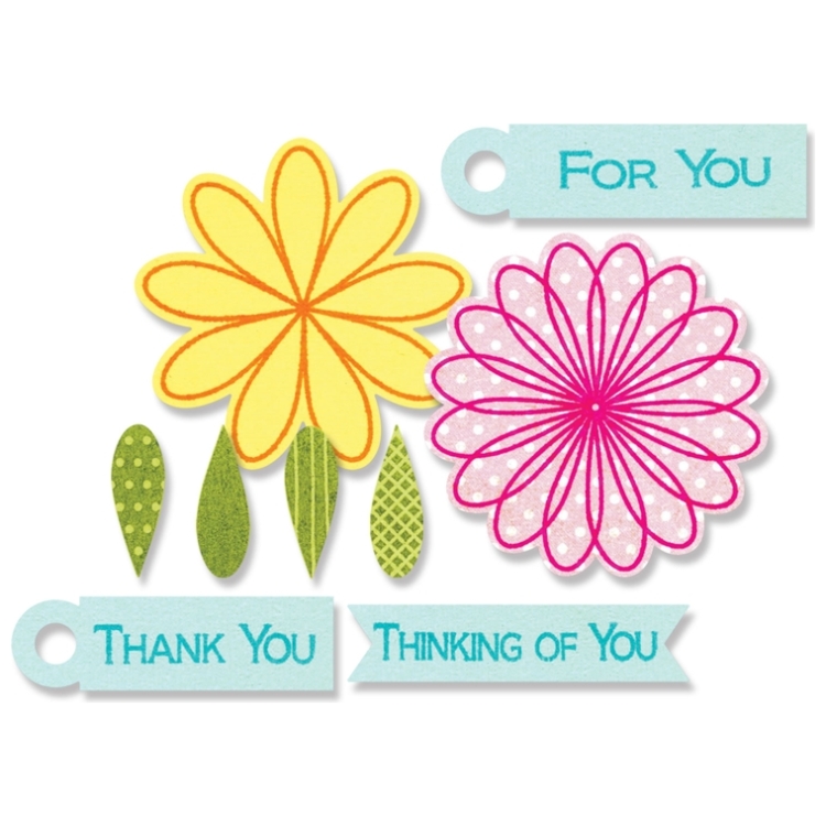 659206-91476 SIZZIX FRAMELITS DIE-CUTTING - FLOWERS & TAGS - Image 1