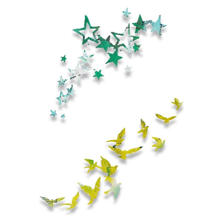 662673-144297 SIZZIX THINLITS CUT PUNCHES - BIRDS AND STARS - Image 1