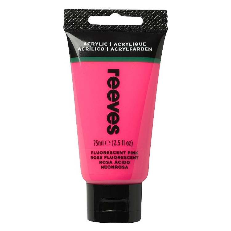 834840-146629 REEVES ACRYLIC PAINT 75 ML - PINK FLUORESCENT 8341840 - Image 1
