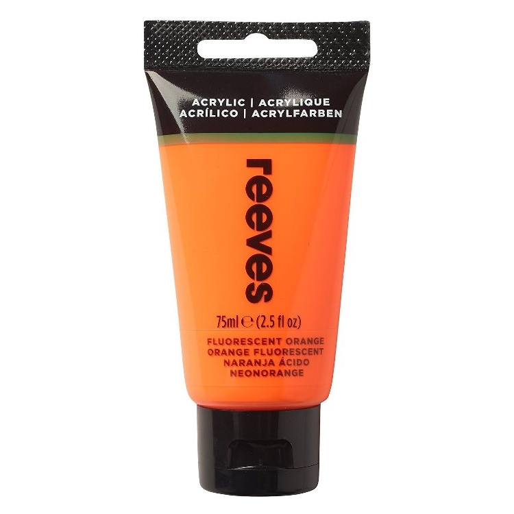834883-146630 REEVES ACRYLIC PAINT 75 ML - ORANGE FLUORESCENT 8341883 - Image 1
