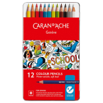 CARAN D'ACHE SCHOOL WATERCOLOUR PENCILS 12 COLOURS.