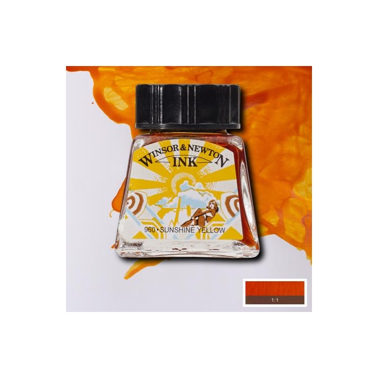 100633-158682 W&N CALLIGRAPHY INK 14 ML - YELLOW 1005633 - Image 1