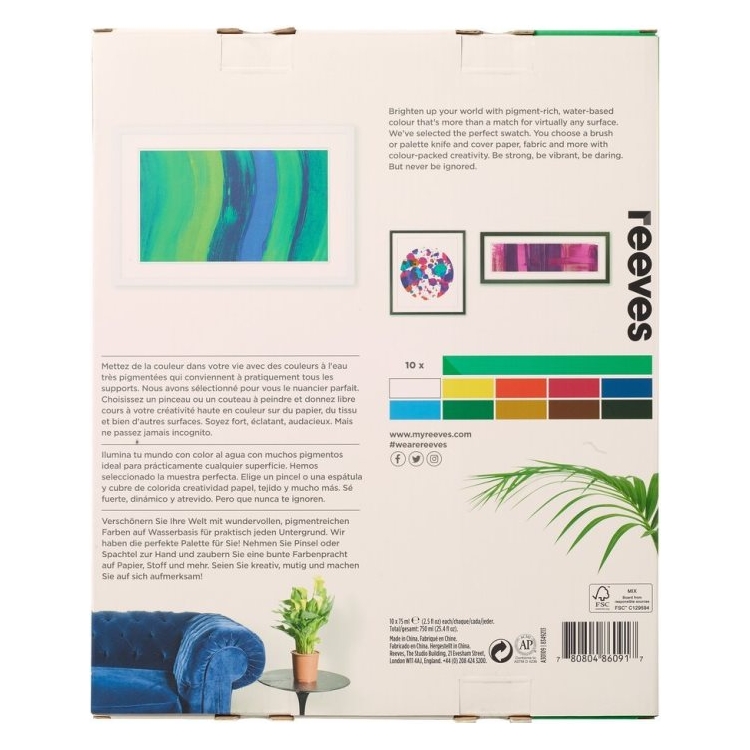 REEVES ACRYLIC PAINTS 10 CV X 75 ML-8349213 - Image 2