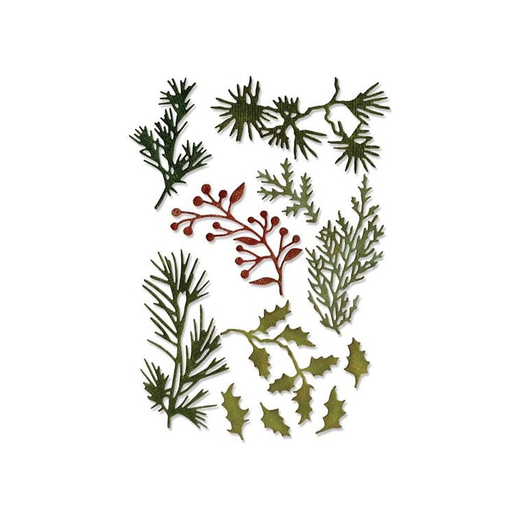 SIZZIX THINLITS CUT PUNCHES - HOLIDAYS GREENS, MINI - Image 1