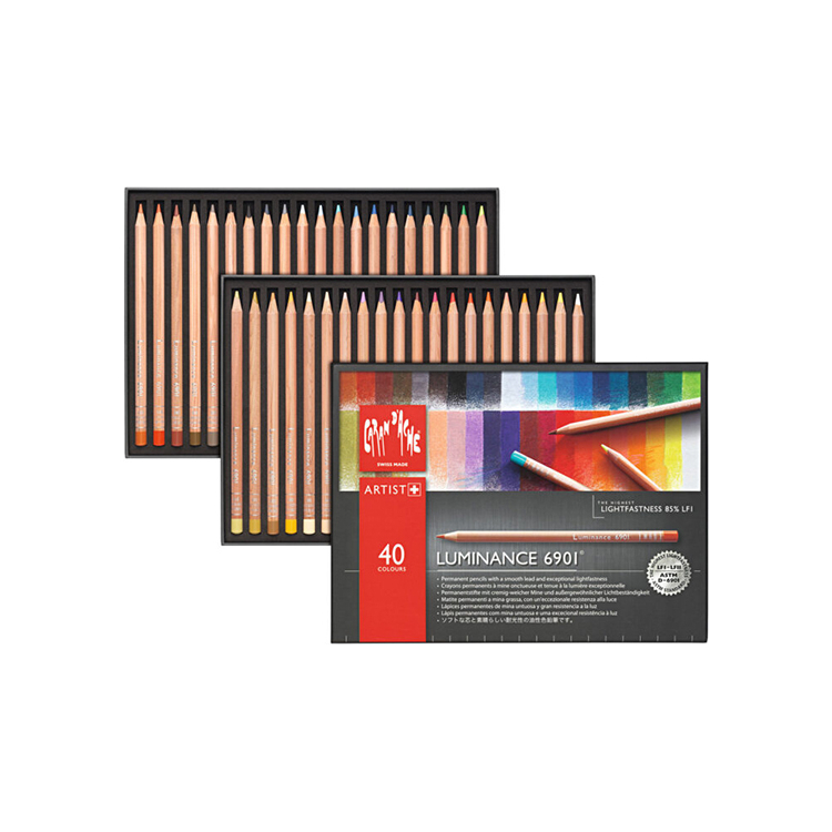690174 CARAN D'ACHE LUMINANCE COLORED PENCILS SET 40 COLORS - Image 1