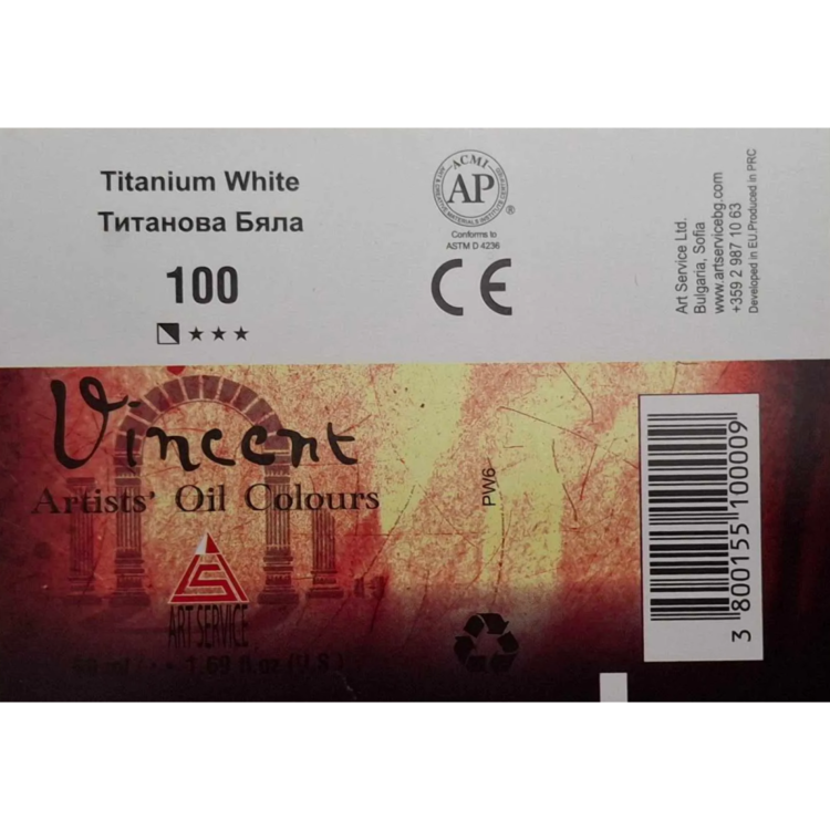 VINCENT OIL PAINT 50 ML. - TITANIUM WHITE - Image 2