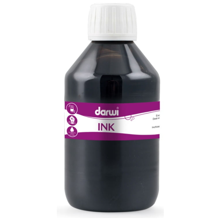DARWI PERMANENT INK 250 ML. - BLACK 100 - Image 1