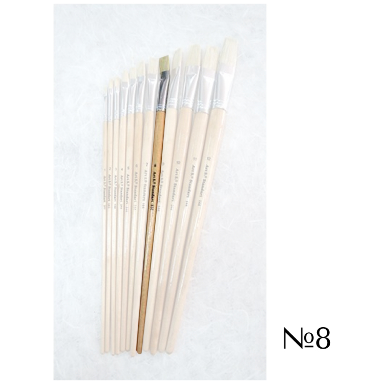 144008 STANDART BRUSH BRISTLES FLAT WITH LONG HANDLE No8 - Image 1