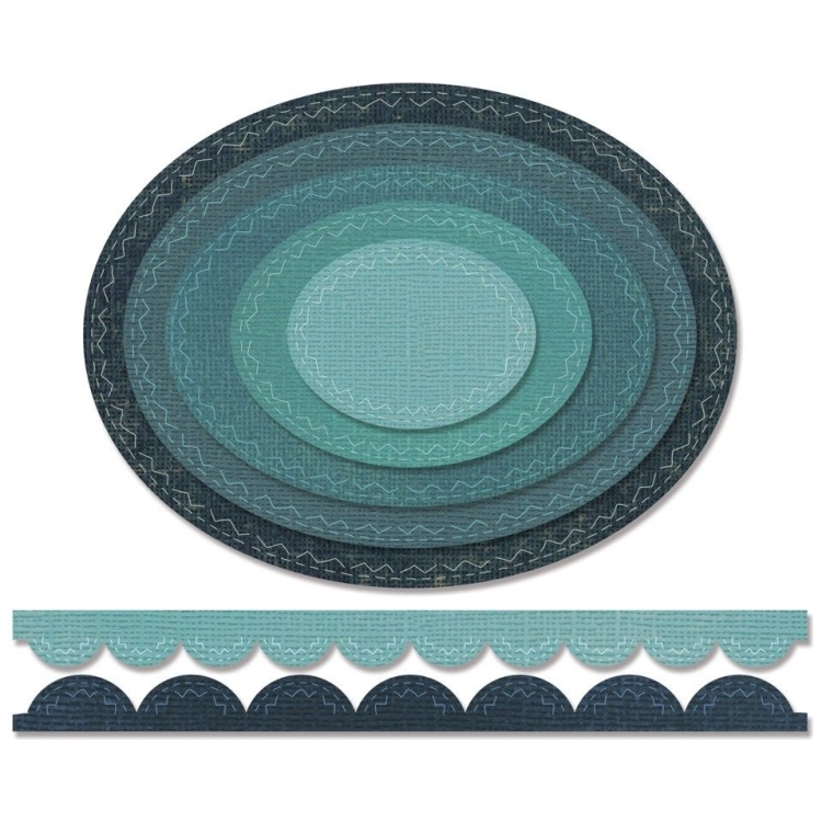 SIZZIX THINLITS CUT PUNCHES - STITCHED OVALS - Image 1
