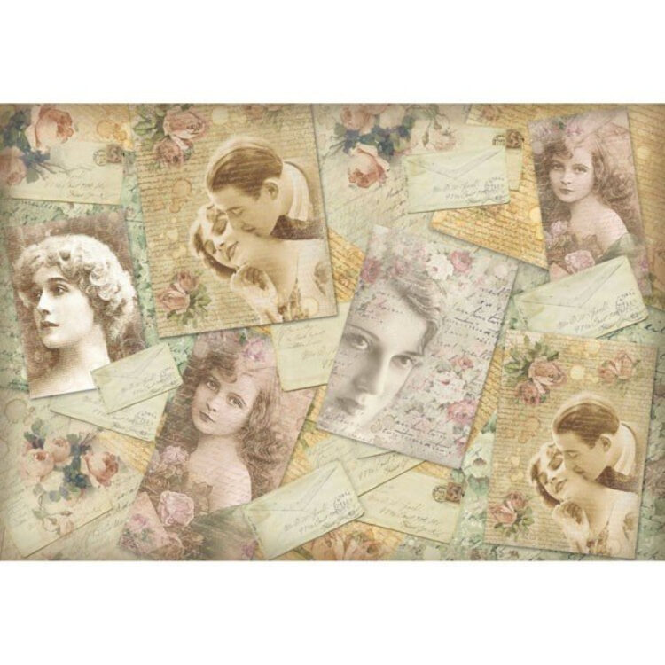 714353 STAMPERIA LOVE POSTCARD DECOUPAGE PAPER 48/33 - DFS353 - Image 1