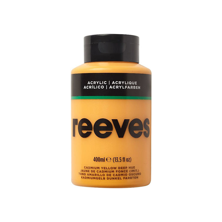 836135 REEVES ACRYLIC PAINT 400 ML - CADMIUM YELLOW DARK 8361135 - Image 1