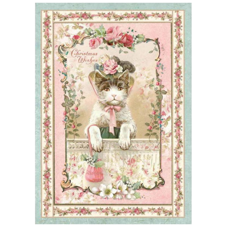 DFSA4312 STAMPERIA PINK CHRISTMAS DECOUPAGE PAPER A4 - DFSA4312 - Image 1