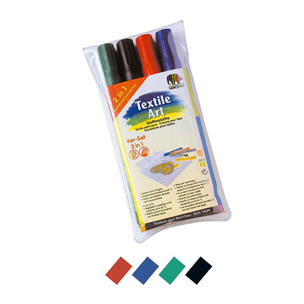 140400 NERCHAU TEXTILE MARKER 2 IN 1 SET-BASIC COLORS 4 PCS - Image 1