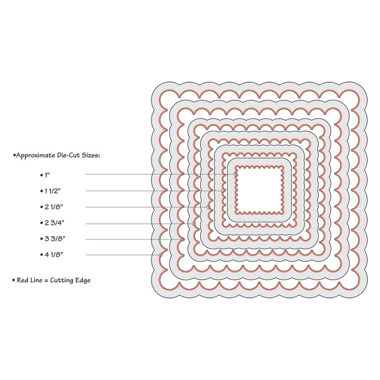 SIZZIX FRAMELITS CUTTING DIES - SQUARES, SCALLOP - Image 3
