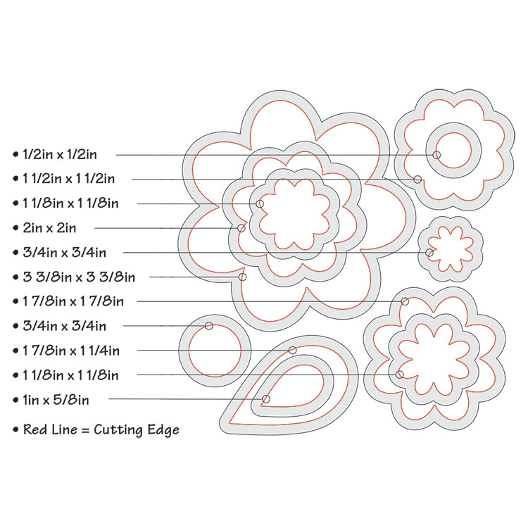 SIZZIX FRAMELITS DIE CUTTERS - FLOWER LAYERS & LEAF - Image 2