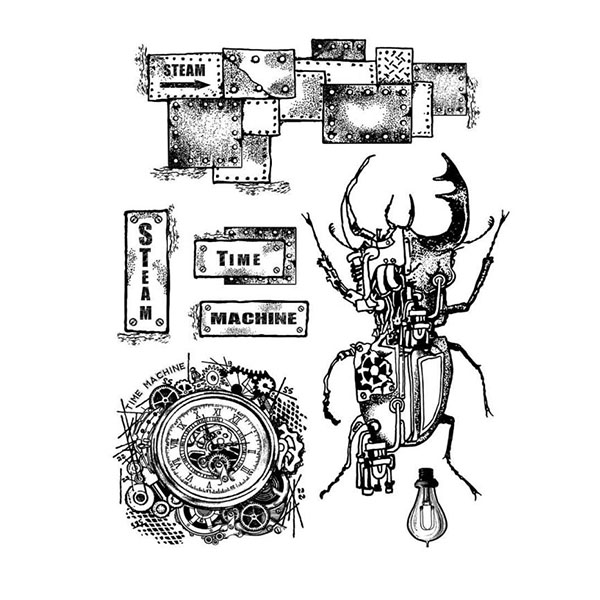 101007 STAMPERIA MECHANICAL FANTASY STAMPS - RUBBER STAMPS WTKAT01 - Image 1