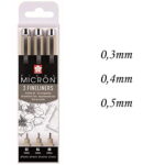 SAKURA PIGMA MICRON 3 FINELINERS ТЪНКОПИСЦИ BLACK - POXSDKB3