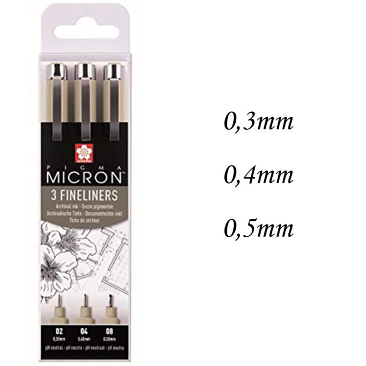31QA4GWbgXL SAKURA PIGMA MICRON 3 FINELINERS ТЪНКОПИСЦИ BLACK - POXSDKB3 - Image 1