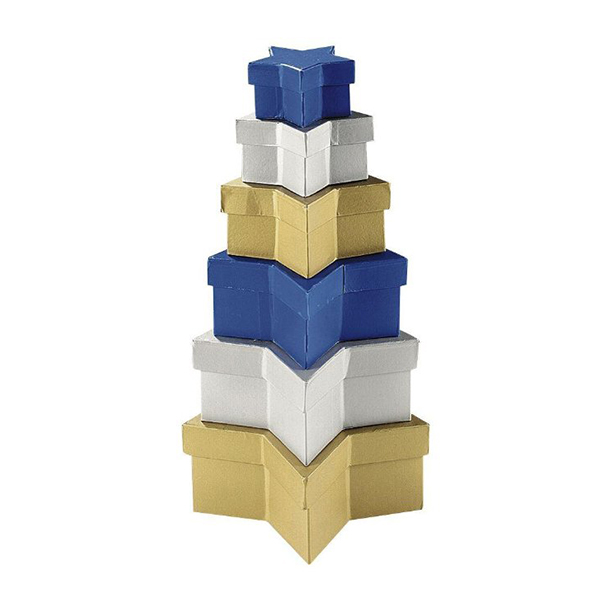 350907 FOLIA CARDBOARD BOX STAR LARGE - GOLD - Image 1