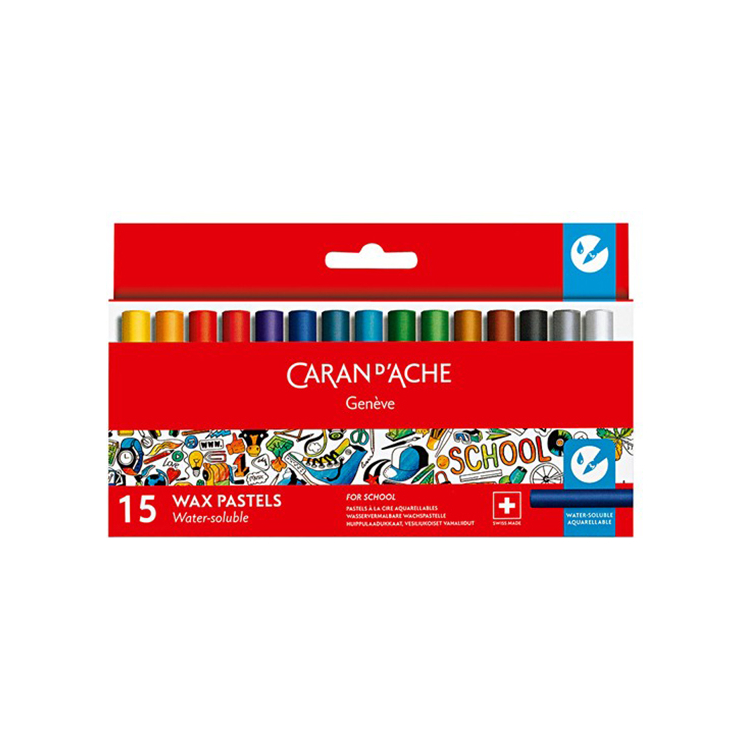 752715 CARAN D'ACHE SCHOOL WAX PASTELS WATER-SOLUBLE 15 COLORS - Image 1