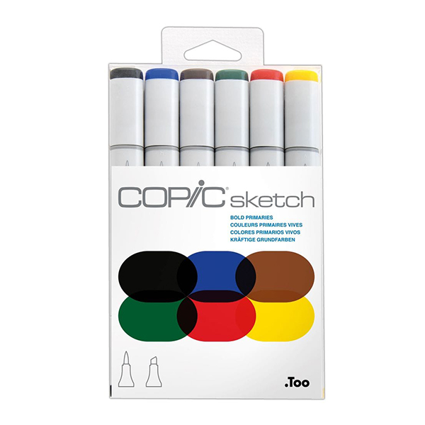 217662 COPIC SKETCH SET - 6 COLORS BOLD PRIMARIES - Image 1