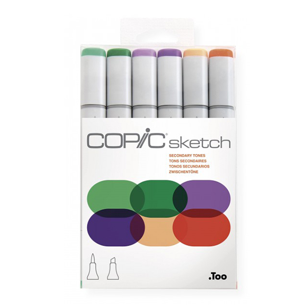 217663 COPIC SKETCH SET - 6 COLORS SECONDARY TONES - Image 1