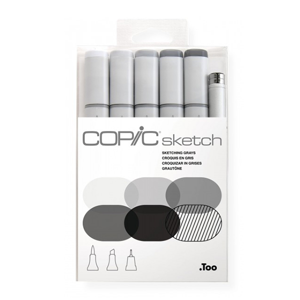 217681 COPIC SKETCH SET - 6 PCS SKETCHING GRAYS - Image 1