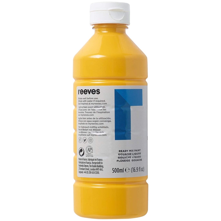 4551055 REEVES TEMPERA PAINT 500 ML. - BRILLIANT YELLOW 4551055 - Image 1