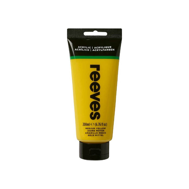 51wE6CX3LtL._AC_SL1111_ REEVES ACRYLIC PAINT 200 ML - MEDIUM YELLOW 8381120 - Image 1