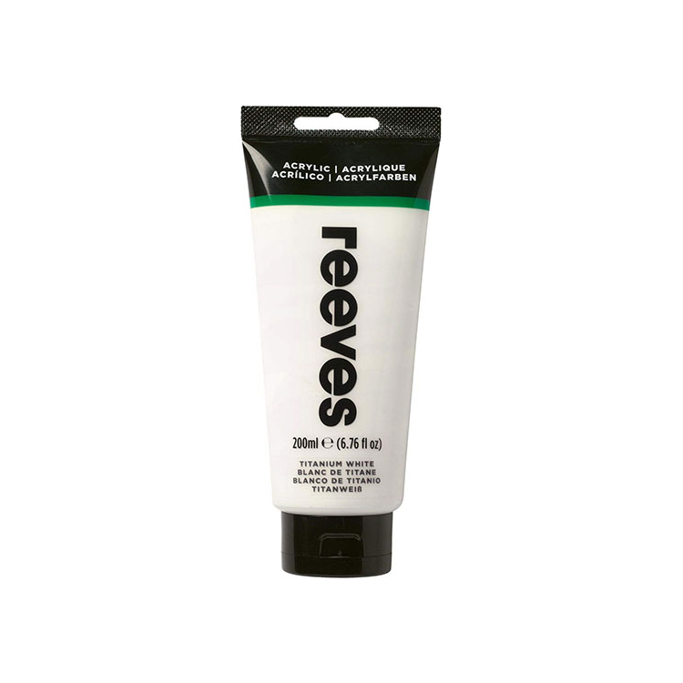 61WB42P3nlL._AC_SL1456_ REEVES ACRYLIC PAINT 200 ML - TITANIUM WHITE 8381710 - Image 1