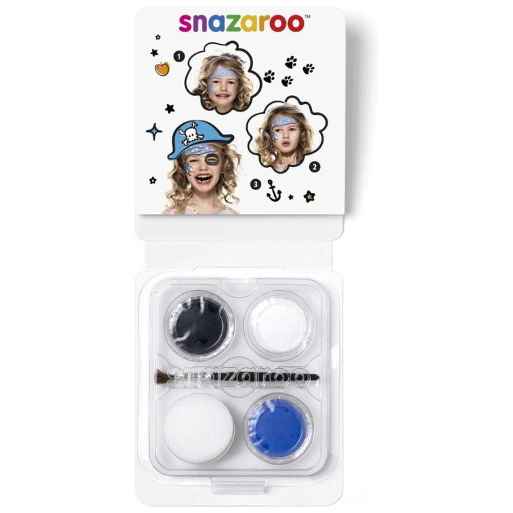 SNAZAROO FACE PAINTS 3X3.75 G + BRUSH AND SWAB - PIRATE - Image 2