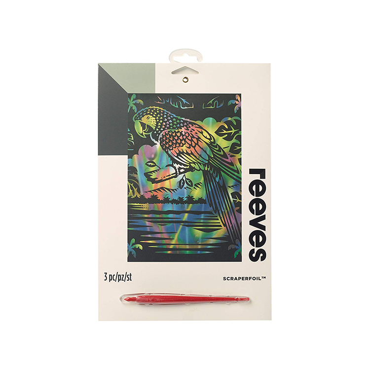 81v2ivm1eML._AC_SL1500_ REEVES SCRATCH PAINTING KIT - RAINBOW PARROT - Image 1