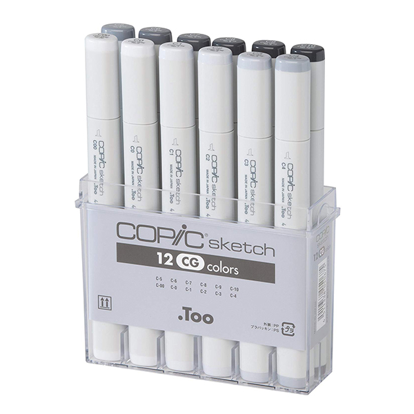 Too-Copic-12-Colore-Set-CG-Set COPIC MARKER SET - COOL GRAY 12 COLORS - Image 1