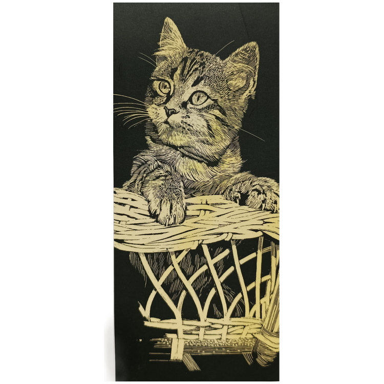 cat1 REEVES SCRATCH PAINTING KIT - GOLD MINI KITTEN - Image 1