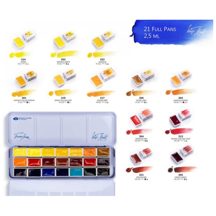 LENINGRAD WATERCOLOR PAINT WHITE NIGHTS E.B. 21 COLORS - METAL BOX - Image 4