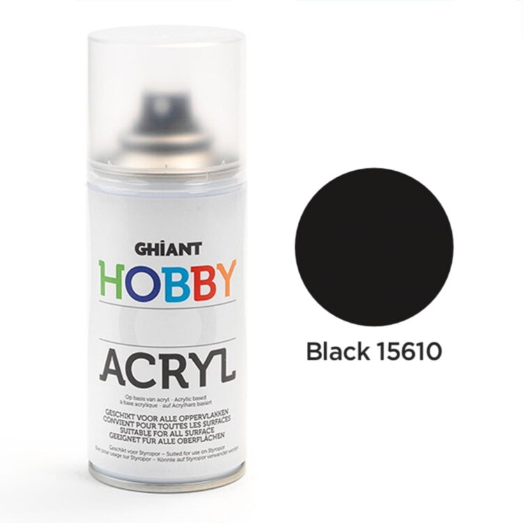 15610 GHIANT ACRYLIC PAINT SPRAY 150ML - BLACK 15610 - Image 1
