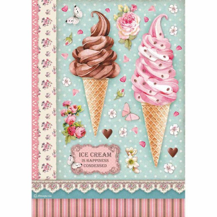 STAMPERIA SWEETY ICE CREAM DECOUPAGE PAPER A4 - DFSA4504 - Image 1