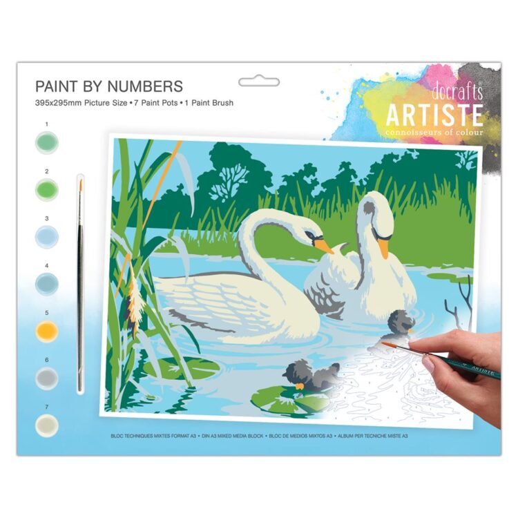 SERENE SWANS DOCRAFTS PAINTING BY NUMBERS KIT - SERENE SWANS - Image 1